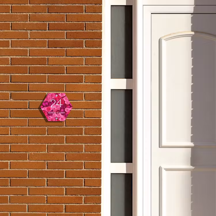 Roze rozen - Klassiek Naambord Hexagon klein -sfeer3-hexagon-XS