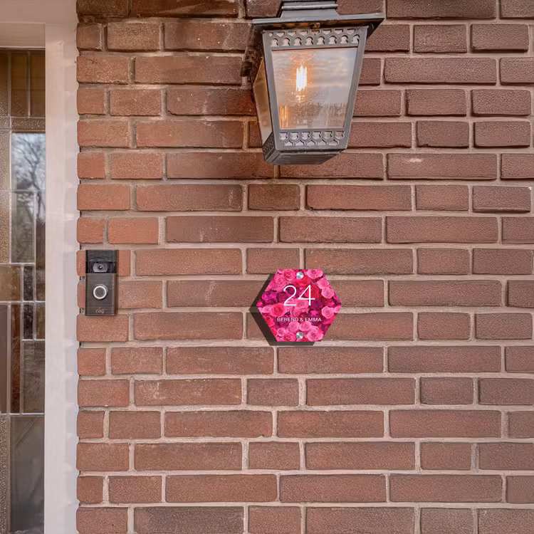 Roze rozen - Klassiek Naambord Hexagon klein -sfeer7-hexagon-XS