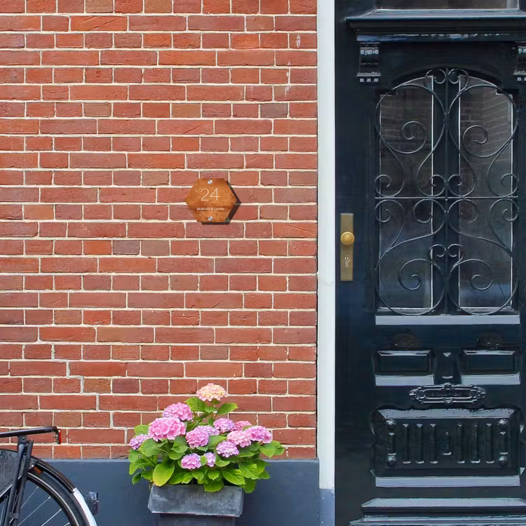 Roest - Klassiek Naambord Hexagon klein -sfeer8-hexagon-XS