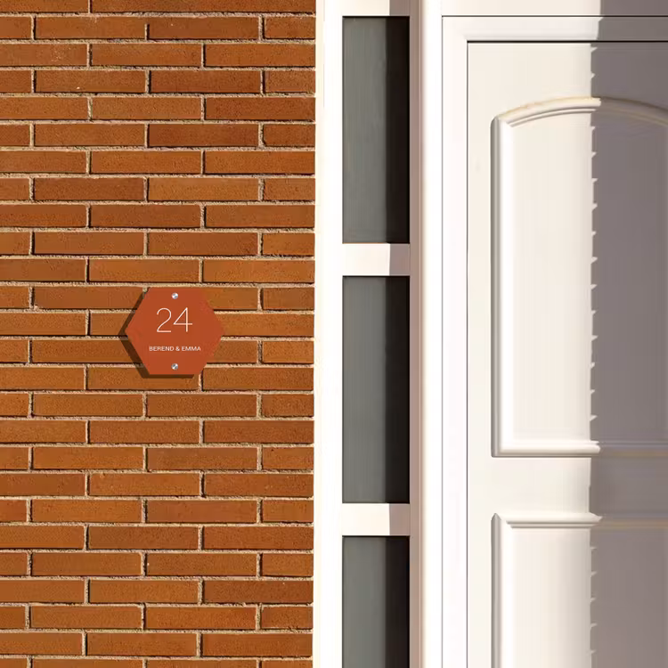 Roestbruin - Klassiek Naambord Hexagon klein -sfeer3-hexagon-XS