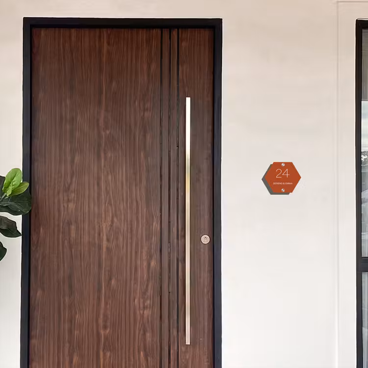 Roestbruin - Klassiek Naambord Hexagon klein -sfeer10-hexagon-XS