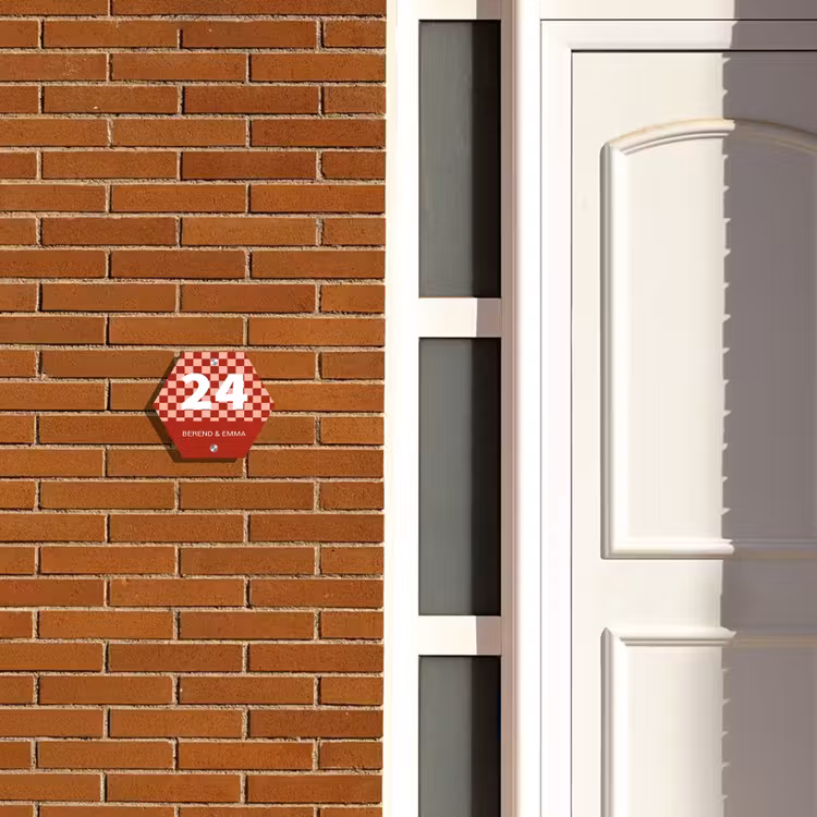 Rood - Blokjes - Klassiek Naambord Hexagon klein -sfeer3-hexagon-XS