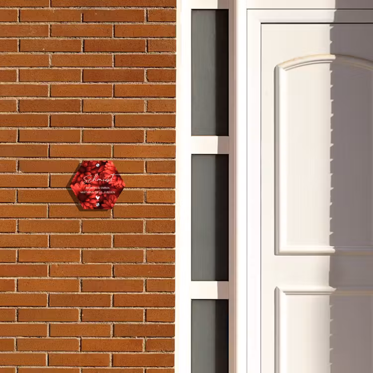Rode bloemen - Sierlijk Naambord Hexagon klein -sfeer3-hexagon-XS