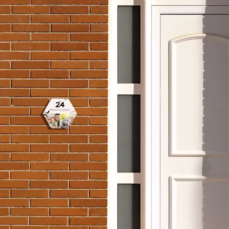 Zachte tinten met foto's - Klassiek Naambord Hexagon klein -sfeer3-hexagon-XS