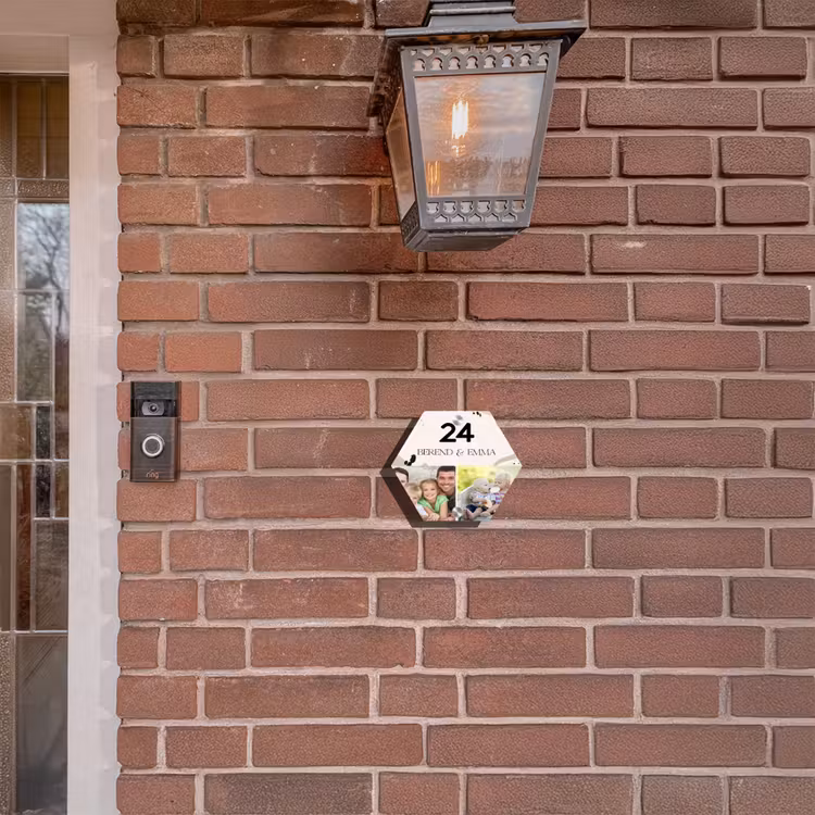 Zachte tinten met foto's - Klassiek Naambord Hexagon klein -sfeer7-hexagon-XS