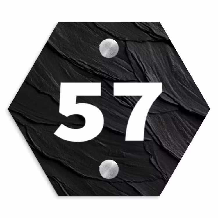Leisteen - Traditioneel Naambord Hexagon klein -3d
