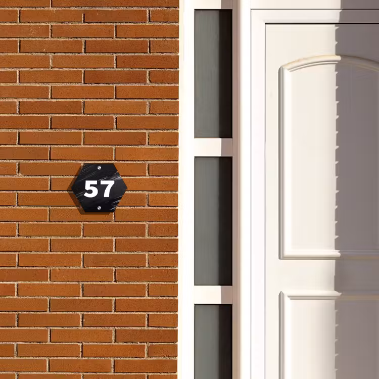 Zwart verftextuur - Traditioneel Naambord Hexagon klein -sfeer3-hexagon-XS