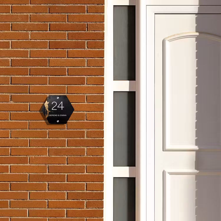 Zwart goud structuur - Klassiek Naambord Hexagon klein -sfeer3-hexagon-XS