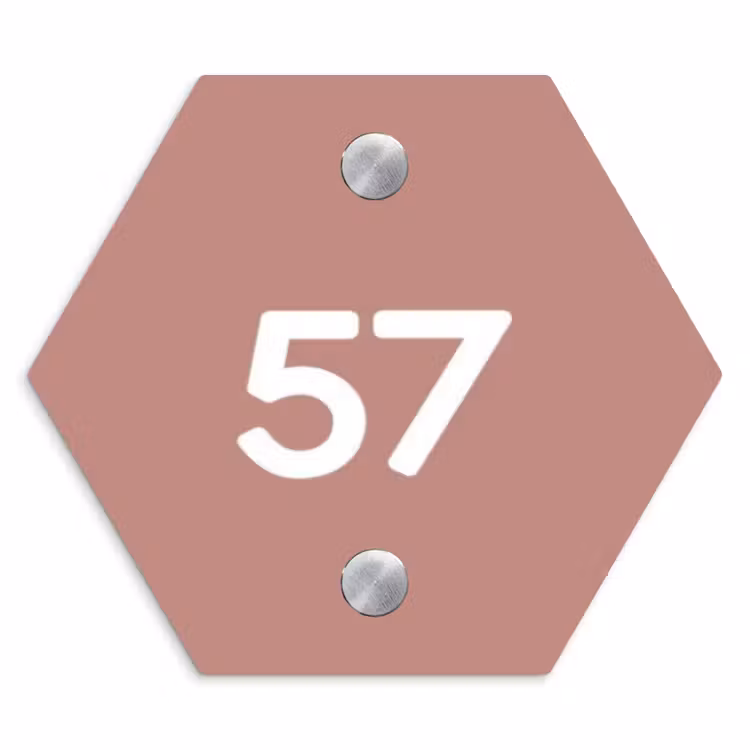Effen oudroze - Traditioneel Naambord Hexagon klein -3d