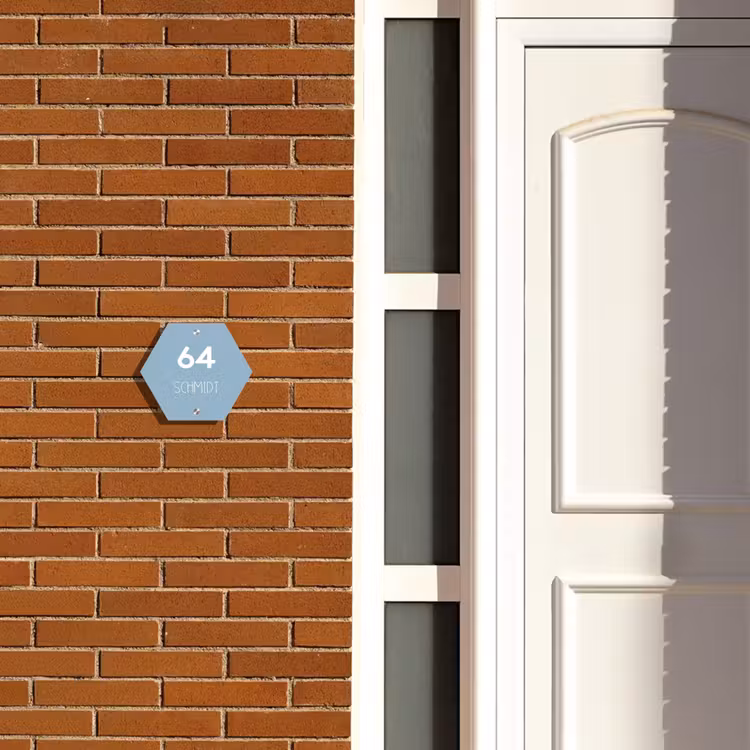 Effen - Lichtblauw - Modern Naambord Hexagon klein -sfeer3-hexagon-XS
