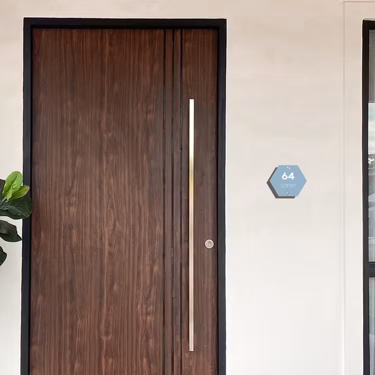 Effen - Lichtblauw - Modern Naambord Hexagon klein -sfeer10-hexagon-XS