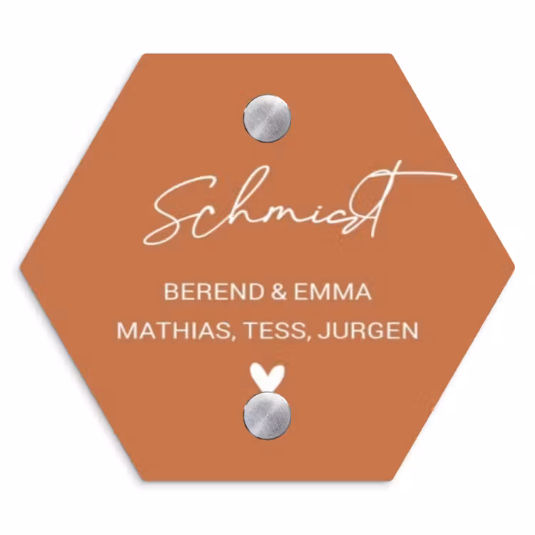 Terracotta - Sierlijk Naambord Hexagon klein -3d