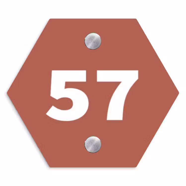 Terracotta - Traditioneel Naambord Hexagon klein -3d