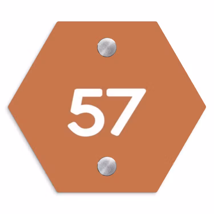 Terracotta - Traditioneel Naambord Hexagon klein -3d