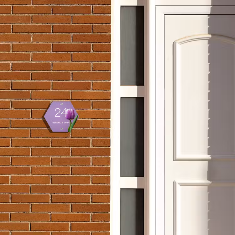 Paarse tulp - Klassiek Naambord Hexagon klein -sfeer3-hexagon-XS