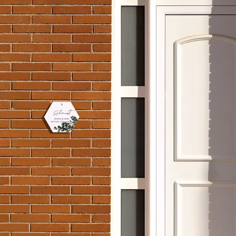 Wit met bladeren - Sierlijk Naambord Hexagon klein -sfeer3-hexagon-XS