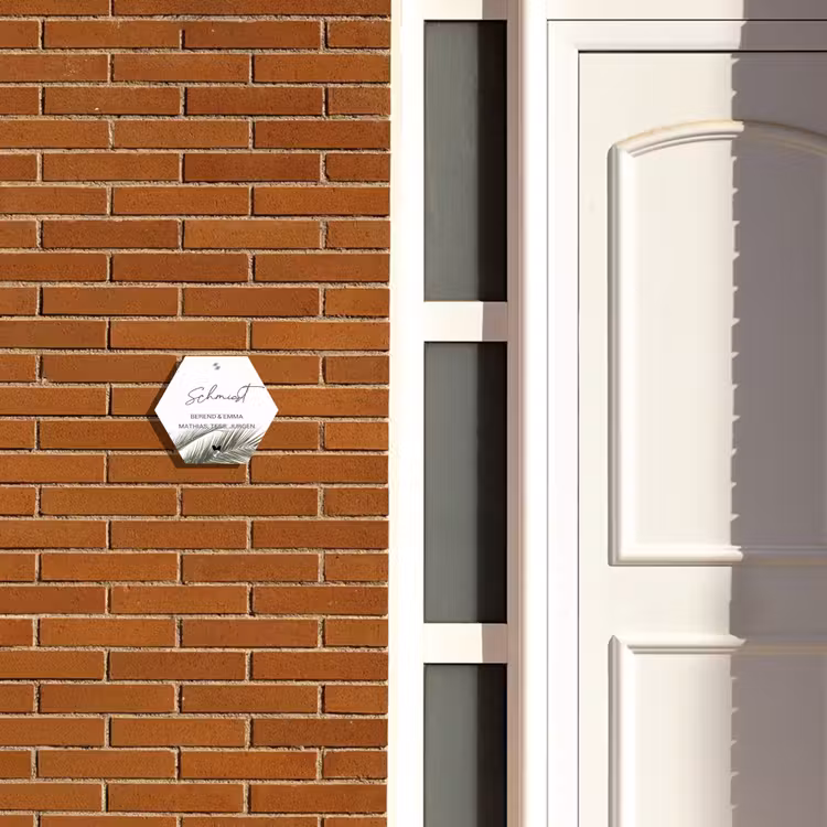 Wit met palmblad - Sierlijk Naambord Hexagon klein -sfeer3-hexagon-XS