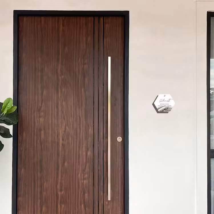 Wit met palmblad - Sierlijk Naambord Hexagon klein -sfeer10-hexagon-XS