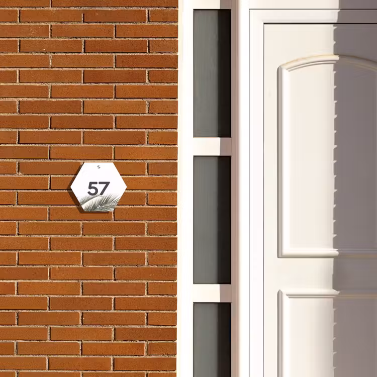 Wit met palmblad - Traditioneel Naambord Hexagon klein -sfeer3-hexagon-XS
