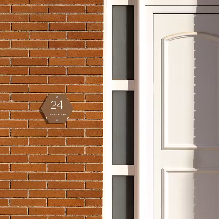 Weiße Herzchen in den Ecken - Klassisch Naambord Hexagon klein -sfeer3-hexagon-XS