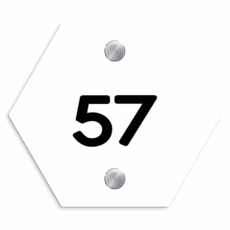 Wit vlak - Traditioneel Naambord Hexagon klein -3d