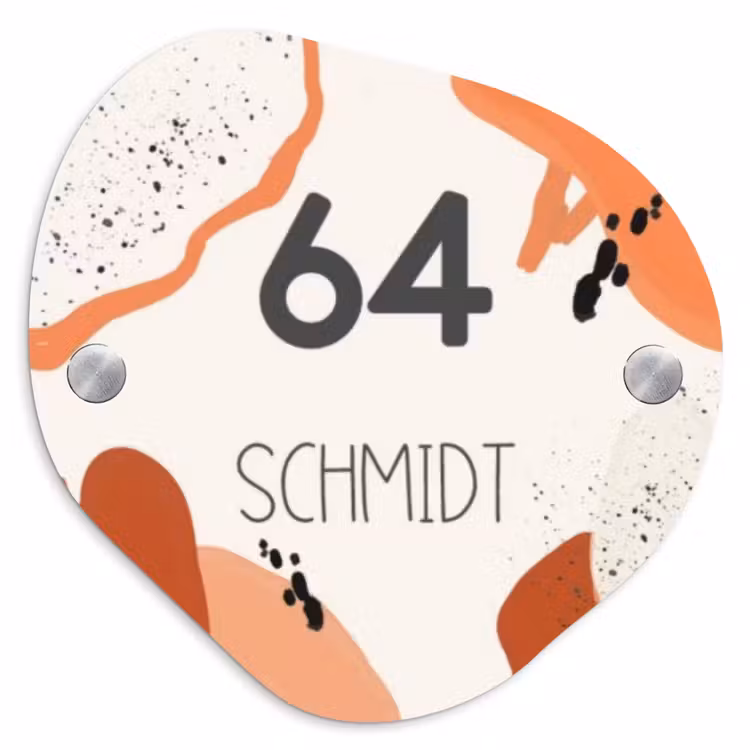 Abstract oranje - Modern Naambord Organisch middel -3d