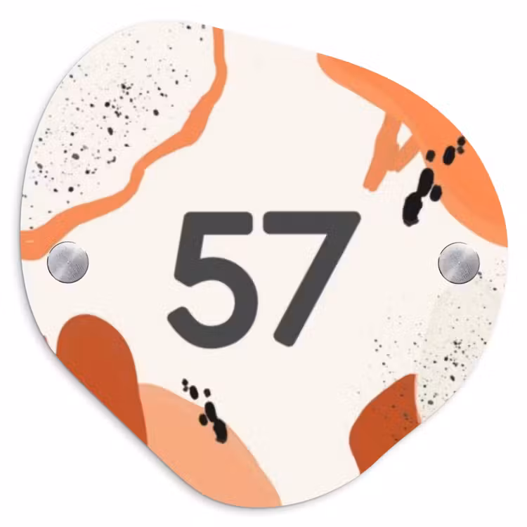 Abstract oranje - Traditioneel Naambord Organisch middel -3d