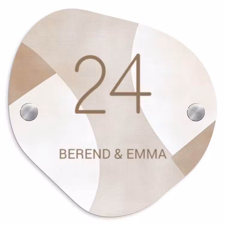 Abstract beige - Klassiek Naambord Organisch middel -3d