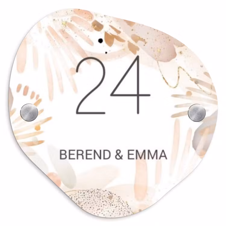 Abstract beige - Klassiek Naambord Organisch middel -3d