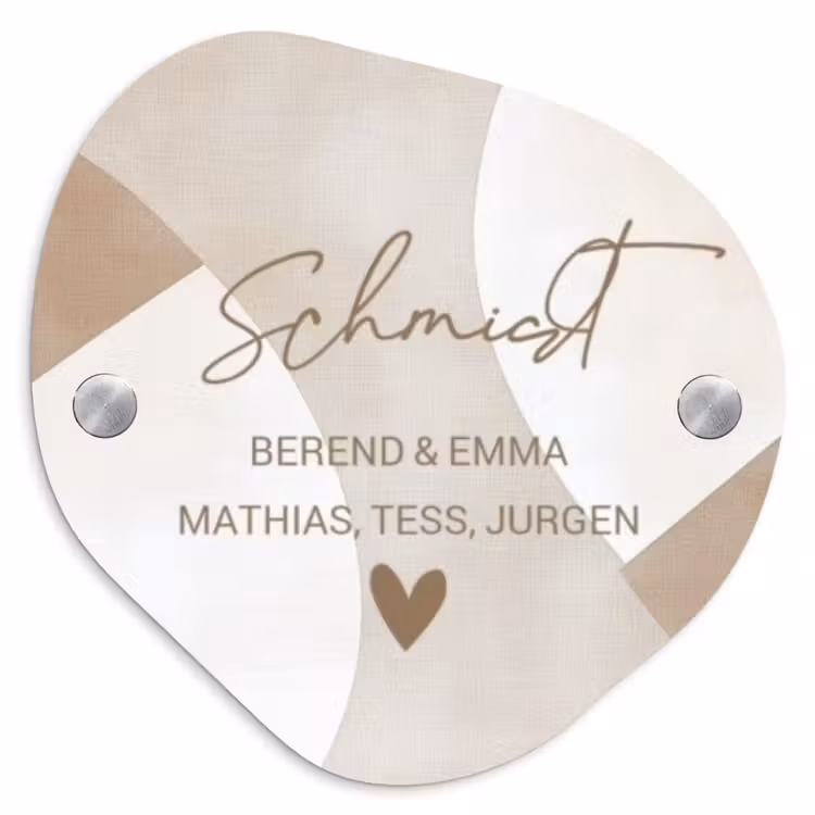 Abstract beige - Sierlijk Naambord Organisch middel -3d