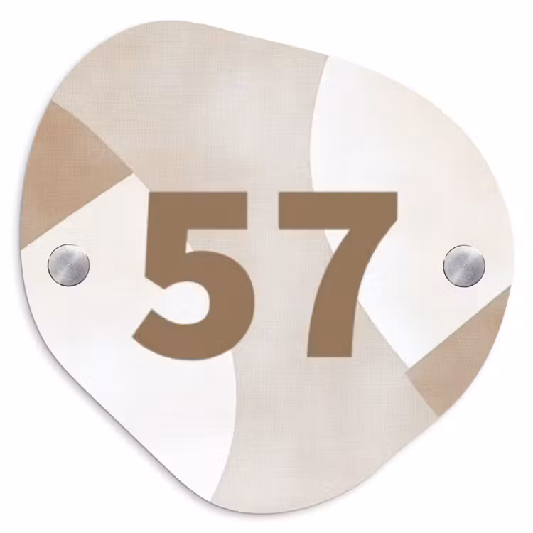 Abstract beige - Traditioneel Naambord Organisch middel -3d