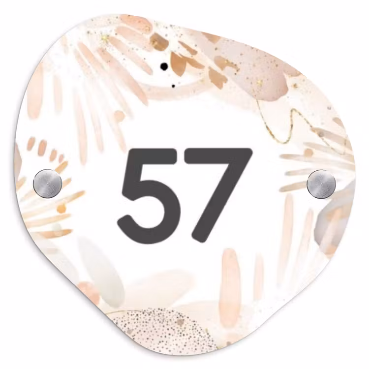 Abstract beige - Traditioneel Naambord Organisch middel -3d