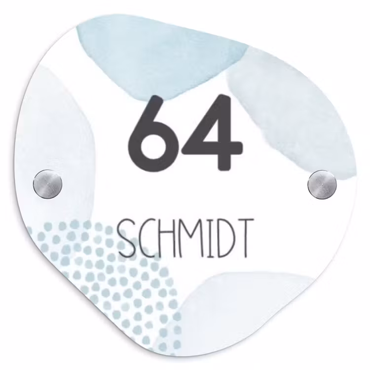 Abstract blauw - Modern Naambord Organisch middel -3d