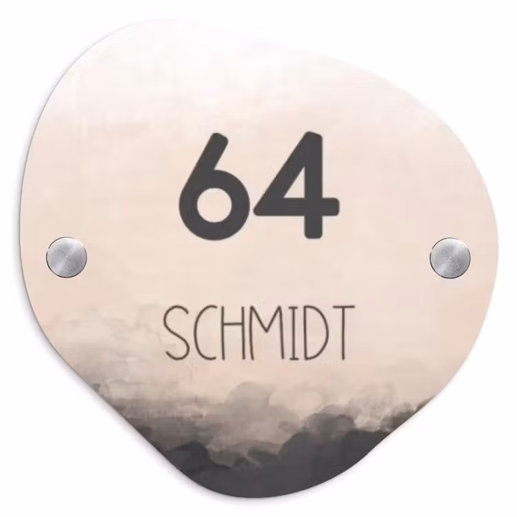 Aquarel - Beige - Modern Naambord Organisch middel -3d