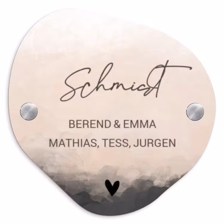 Aquarel - Beige - Sierlijk Naambord Organisch middel -3d
