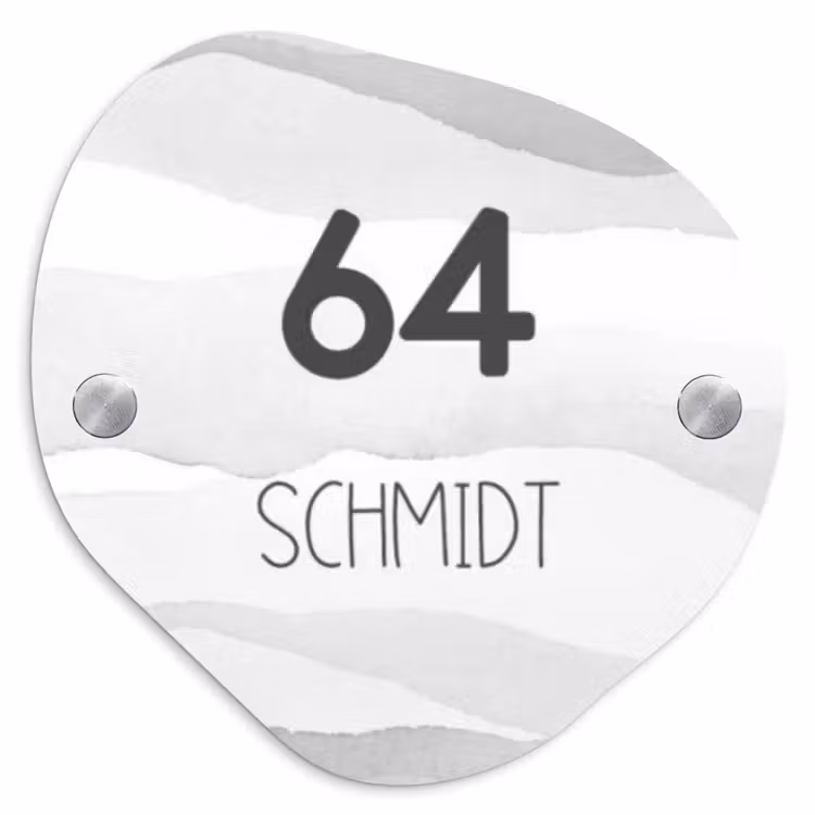 Aquarel - Grijs - Modern Naambord Organisch middel -3d