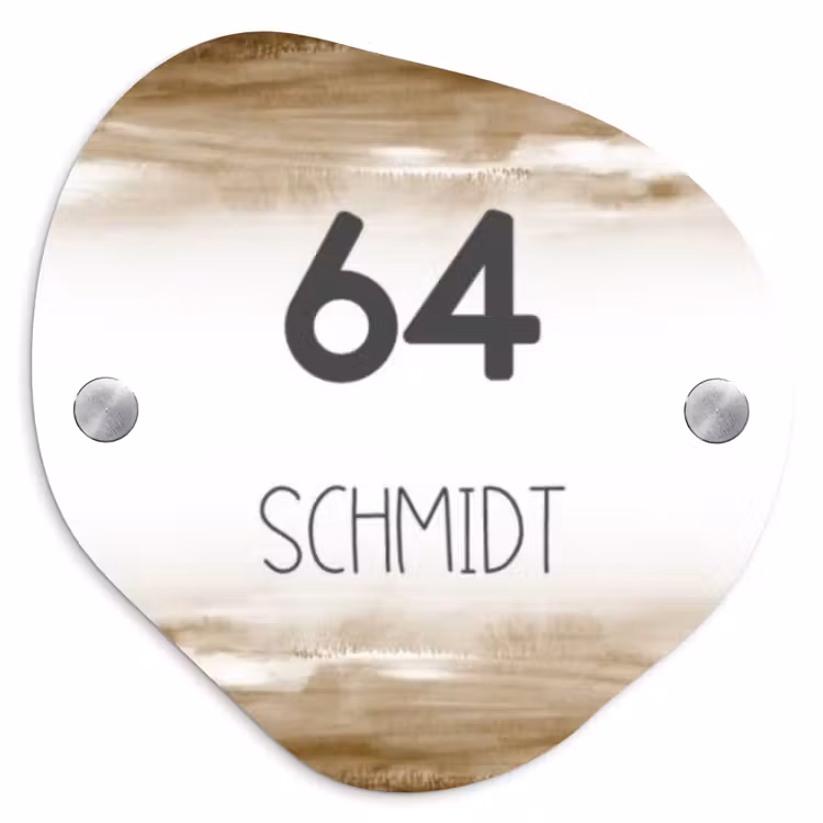 Aquarelachtergrond - Bruin - Modern Naambord Organisch middel -3d