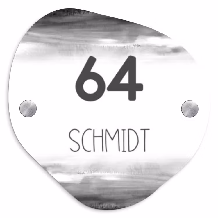 Aquarel - Zwart wit - Modern Naambord Organisch middel -3d