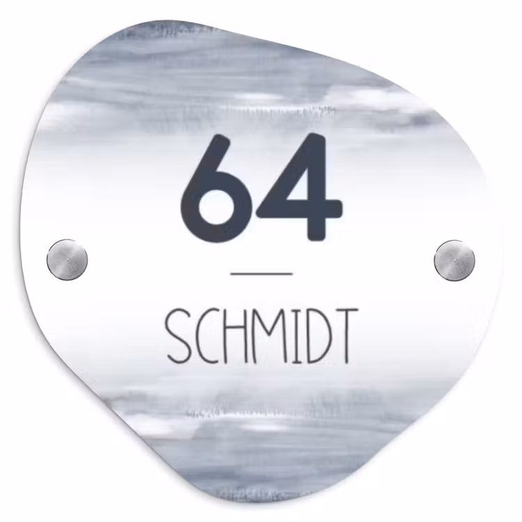 Aquarelstreken - Modern Naambord Organisch middel -3d