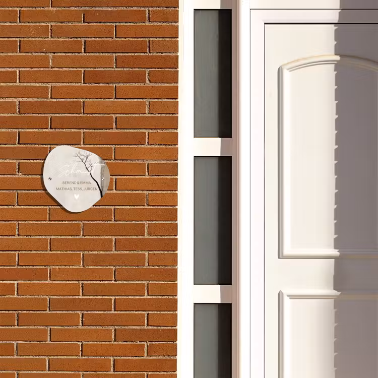 Boomsilhouet beige achtergrond - Sierlijk Naambord Organisch middel -sfeer3