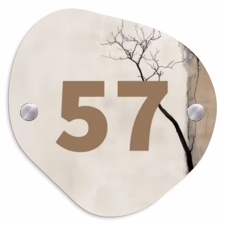 Boomsilhouet beige achtergrond - Traditioneel Naambord Organisch middel -3d