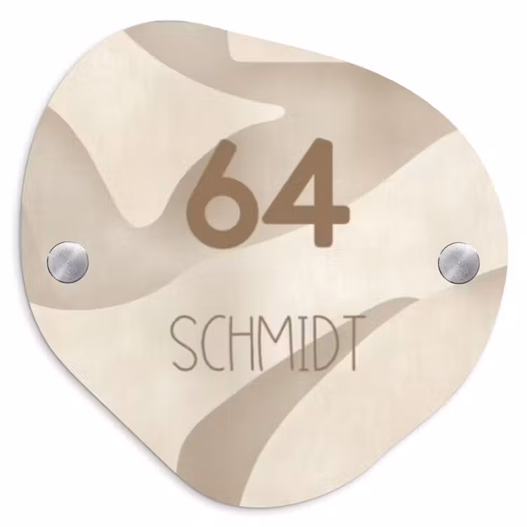 Beige organisch - Modern Naambord Organisch middel -3d
