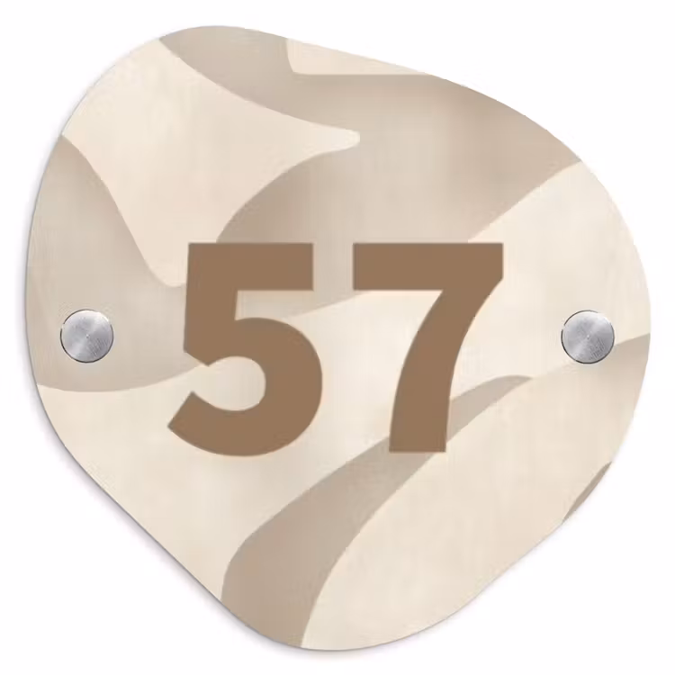 Beige organisch - Traditioneel Naambord Organisch middel -3d