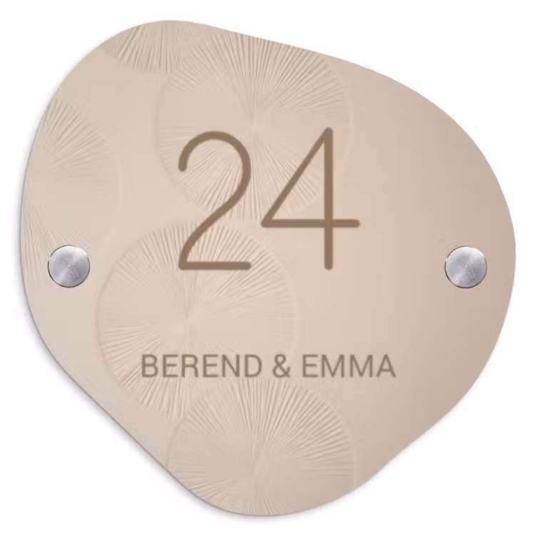 Beige reliëf lijnen - Klassiek Naambord Organisch middel -3d