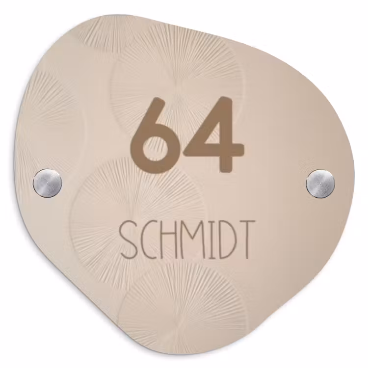 Beige reliëf lijnen - Modern Naambord Organisch middel -3d
