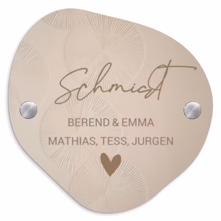 Beige reliëf lijnen - Sierlijk Naambord Organisch middel -3d