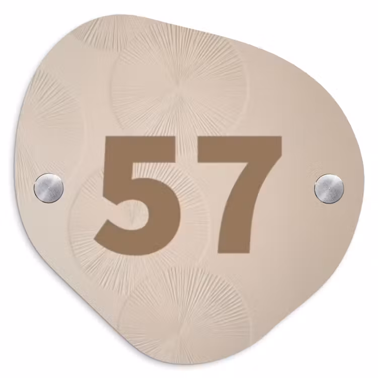 Beige reliëf lijnen - Traditioneel Naambord Organisch middel -3d