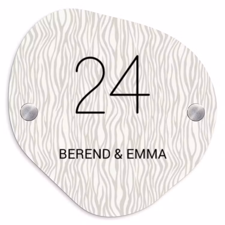 Beige golvende strepen - Klassiek Naambord Organisch middel -3d
