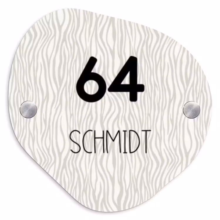 Beige golvende strepen - Modern Naambord Organisch middel -3d