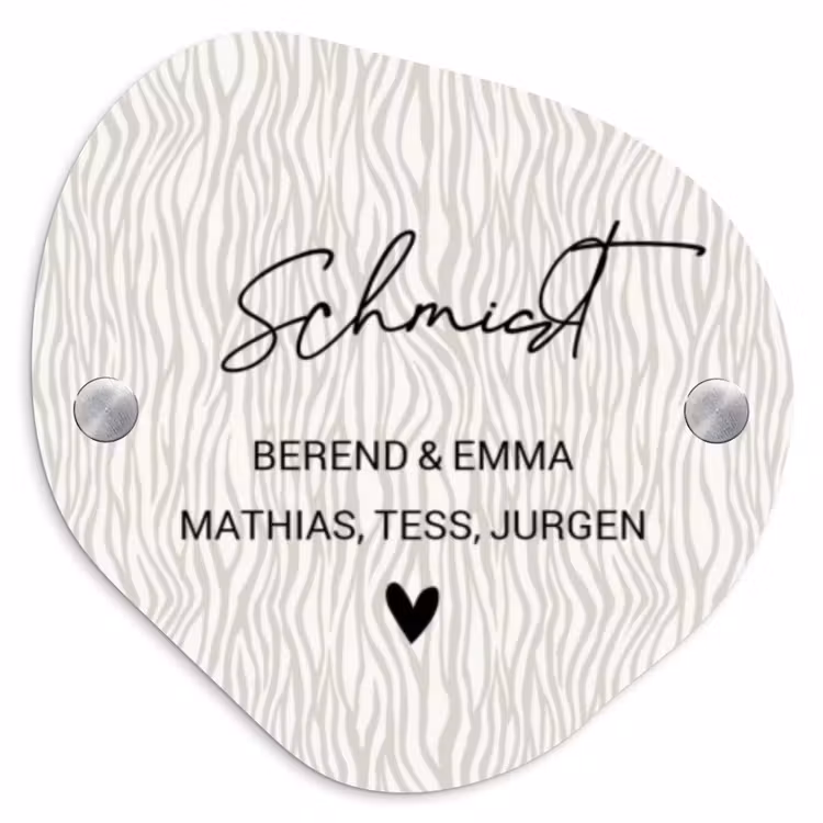 Beige golvende strepen - Sierlijk Naambord Organisch middel -3d